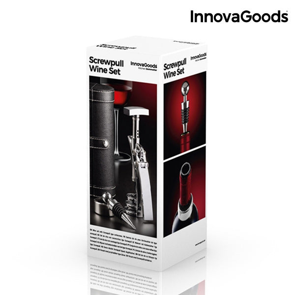INNOVAGOODS SCREWPULL SET OF WINE ACCESSORIES WITH CORKSCREW (4 PIECES)